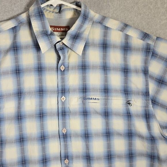 Simms Fishing Shirt Button Down Plaid Vented 2XL - Picture 2 of 11